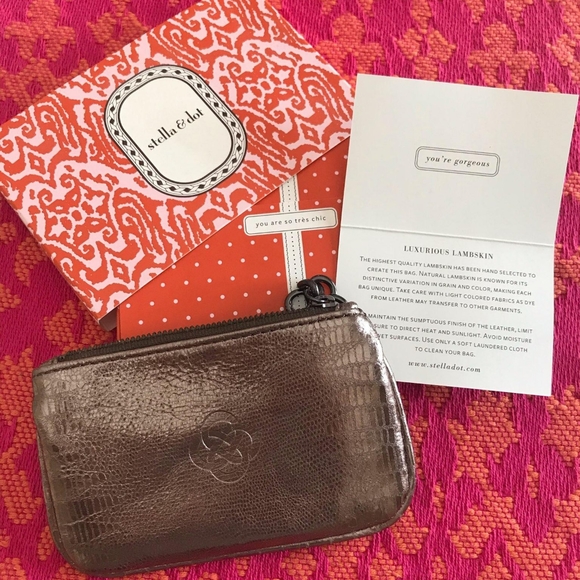 New Stella & Dot metallic leather wristlet wallet - Picture 2 of 2